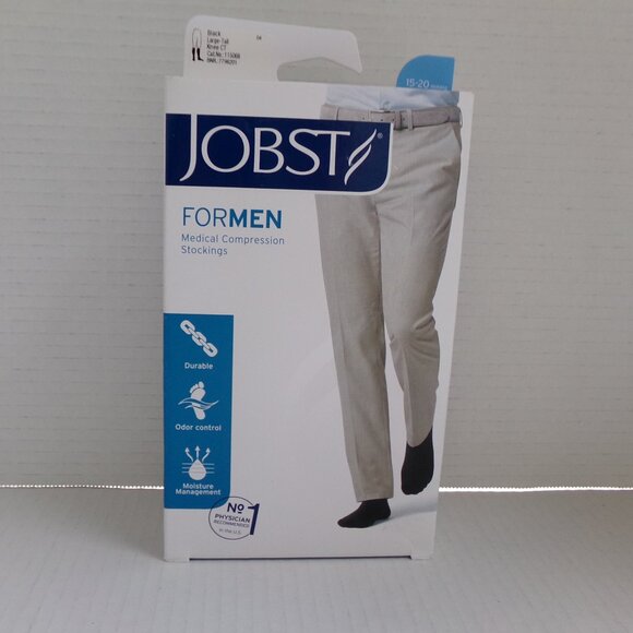 NWT New Medical Compression Stockings Large Tall 15-20mm Black Jobst Knee CT Men - Picture 1 of 11